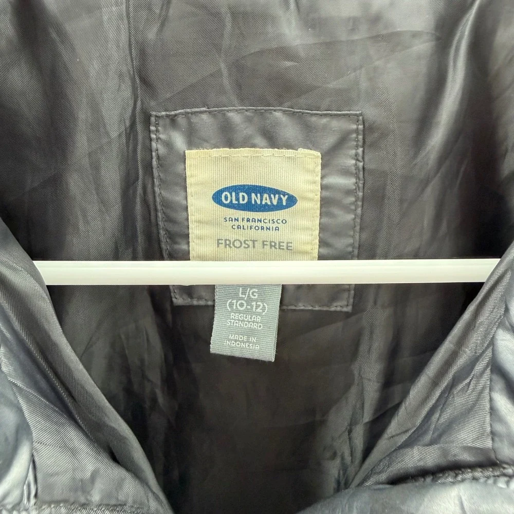 Old Navy Puffer Jacket Kids L 10-12 Navy Blue Excellent Frost Free Quilted Zip